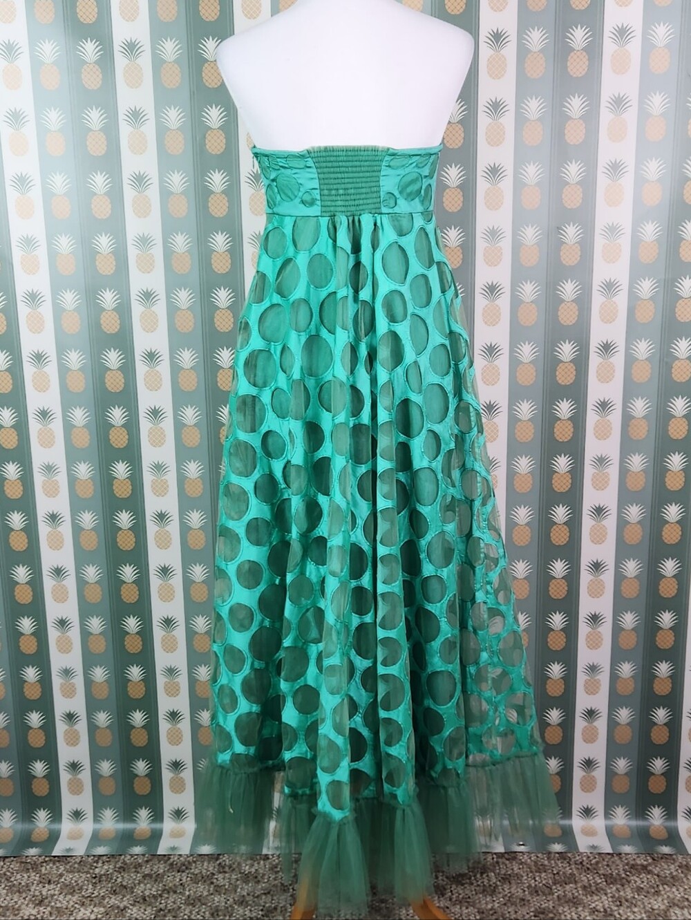 ANTHRO Geisha Designs Polka Dot Strapless MaxiDress - Picture 7 of 9